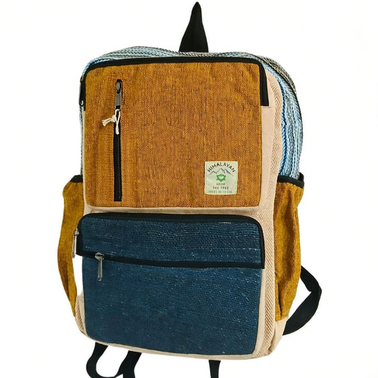 Mindful Goods - Large Hemp Backpack - Teal and Turmeric