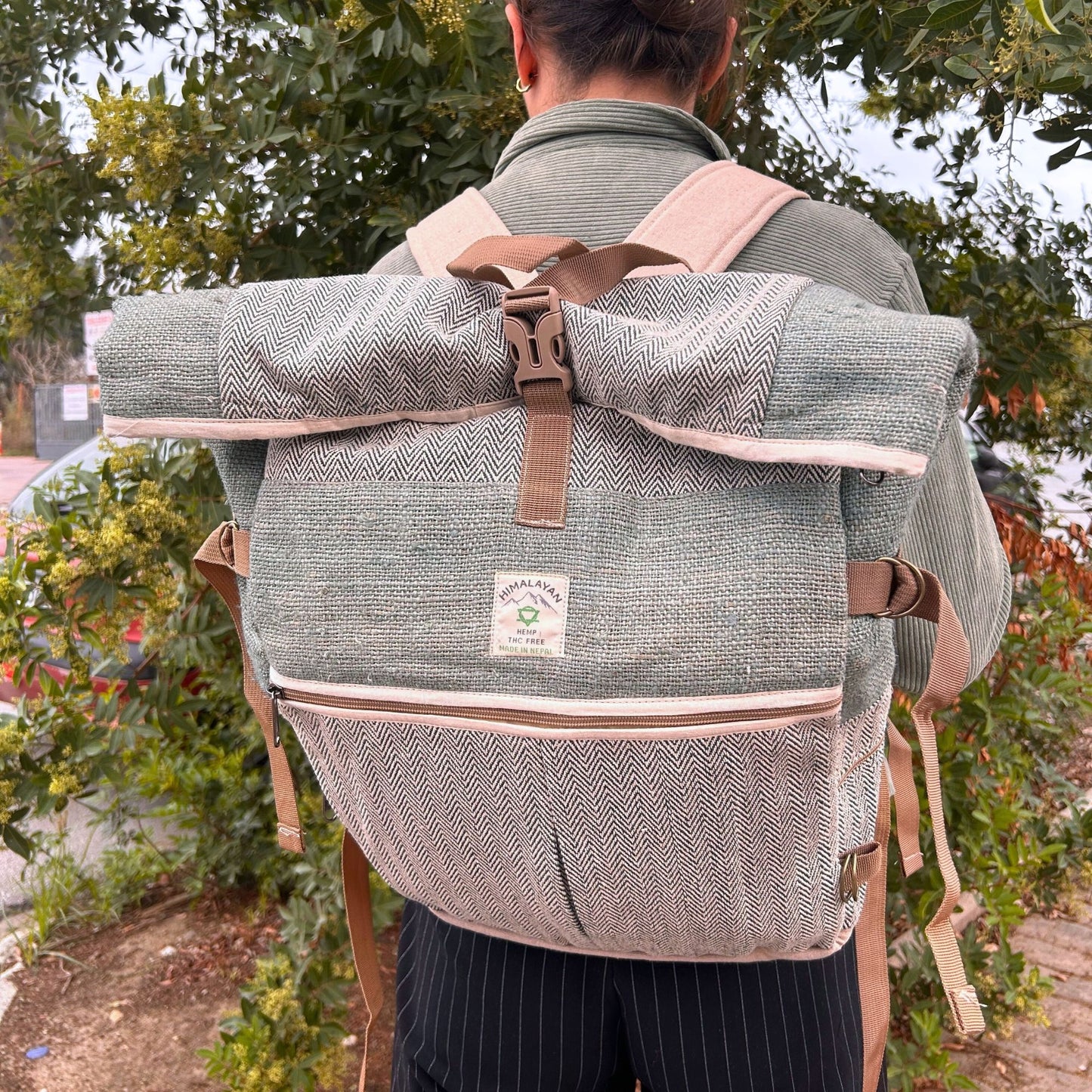 Mindful Goods - Hemp Trekking Rolling Backpack - Sage Green