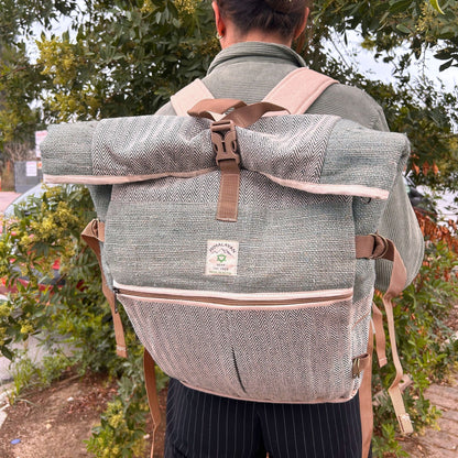 Mindful Goods - Hemp Trekking Rolling Backpack - Sage Green