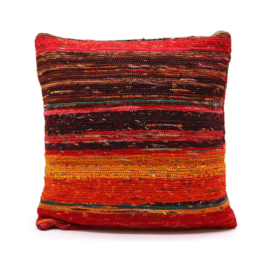 Mindful Goods - Rag Rug Cushion Covers - Rich Reds - 40cm x 40cm