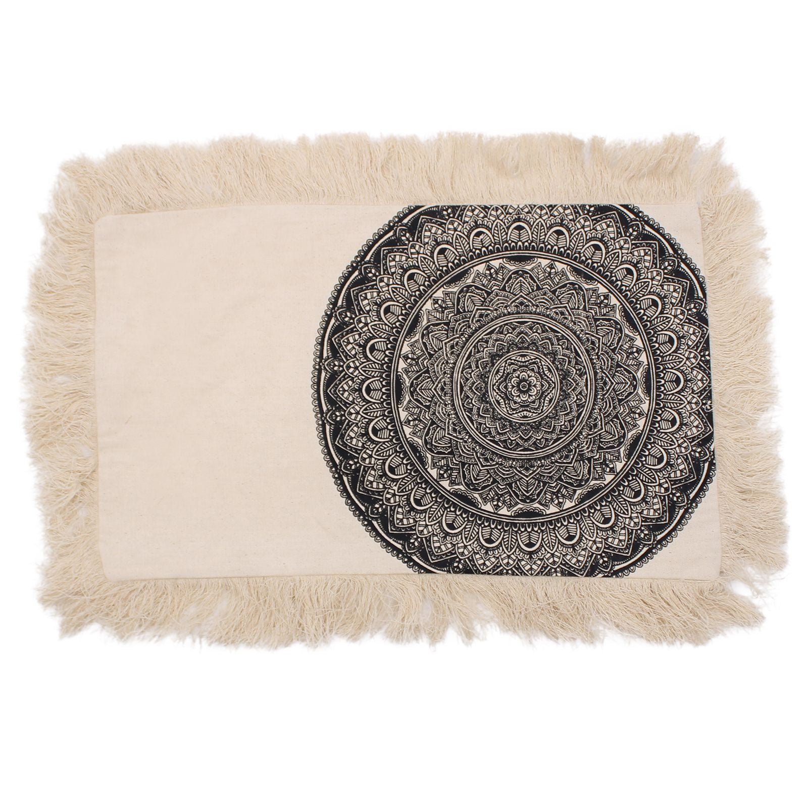 Mindful Goods - Black Mandala Cushion Cover - Natural - 30cm x 50cm