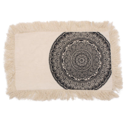 Mindful Goods - Black Mandala Cushion Cover - Natural - 30cm x 50cm