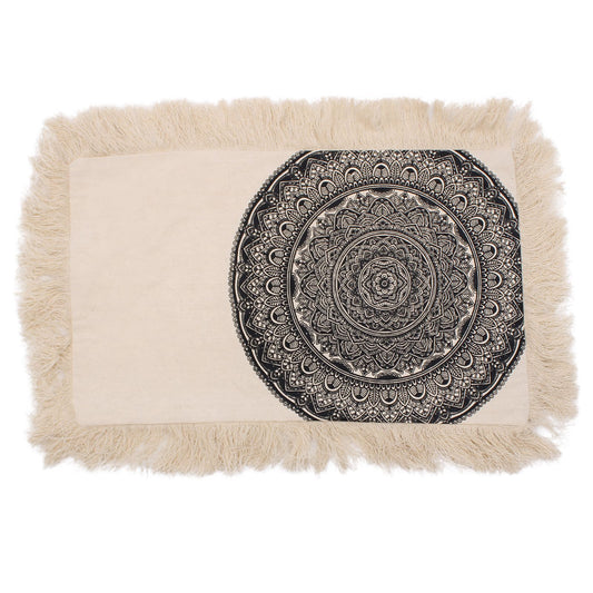 Mindful Goods - Black Mandala Cushion Cover - Natural - 30cm x 50cm