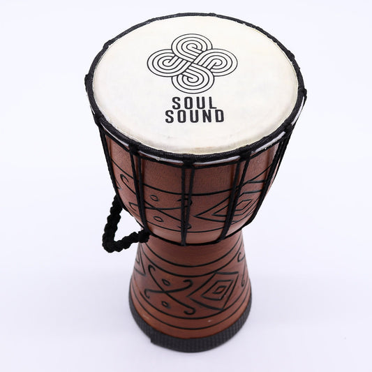 Soul Sound - Small Pro Wooden Djembe Drum - Rope Tuned - 15cm x 30cm