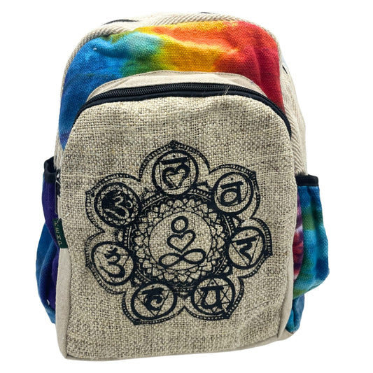 Mindful Goods - Medium Tie-Die Hemp Backpack - 7 Chakra Design